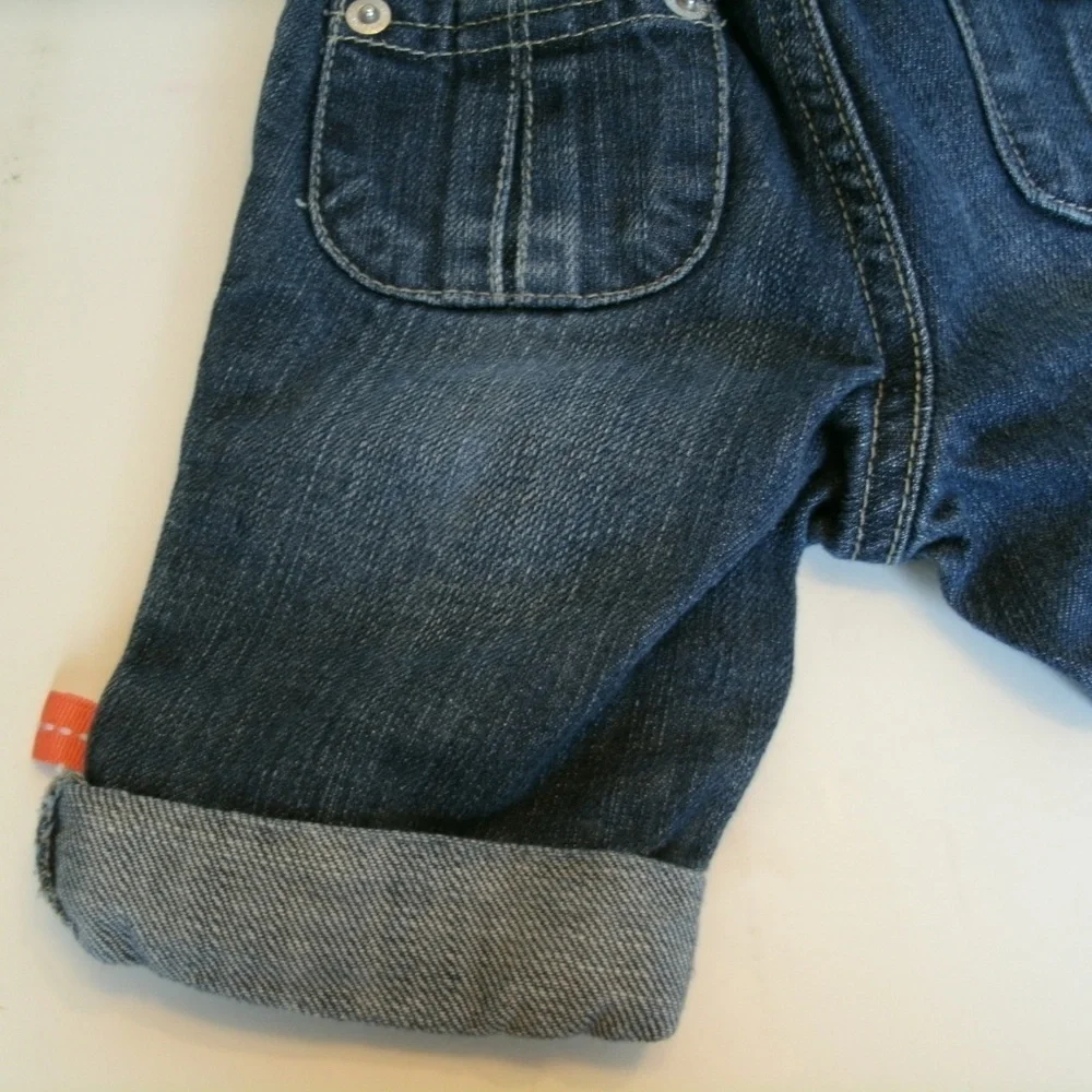 Gymboree Girls Capri Jeans Denim Cuffed Ribbon Bow 6-12 Months